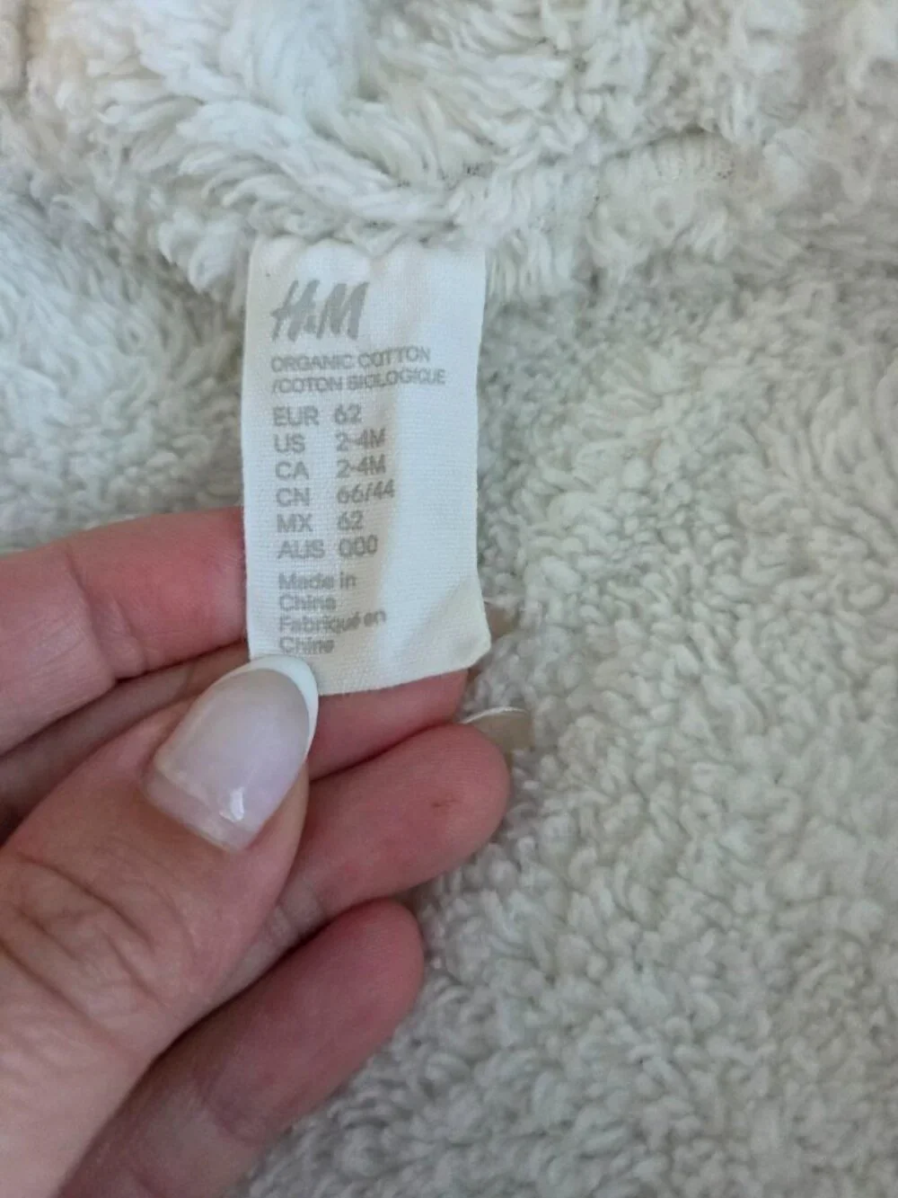 H&M Baby Hooded Sherpa Pram Suit Gray 2-4 Months Bear Ears Organic Cotton Buntin
